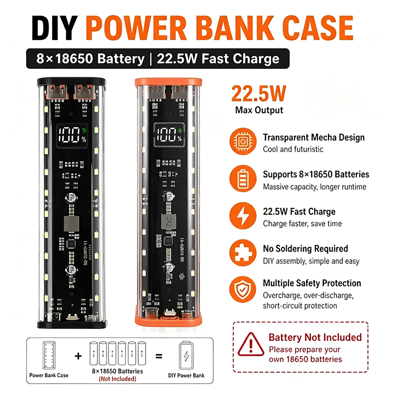USB Type C Port Design 8X18650 - огляд і ціна Power Banks