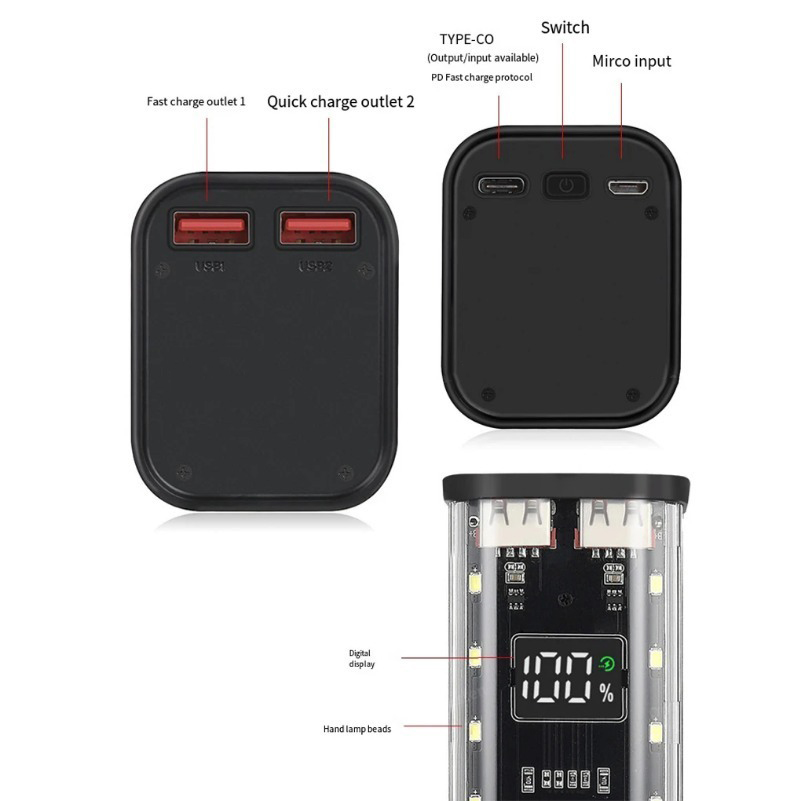 USB Type C Port Design 8X18650 - огляд і ціна Power Banks